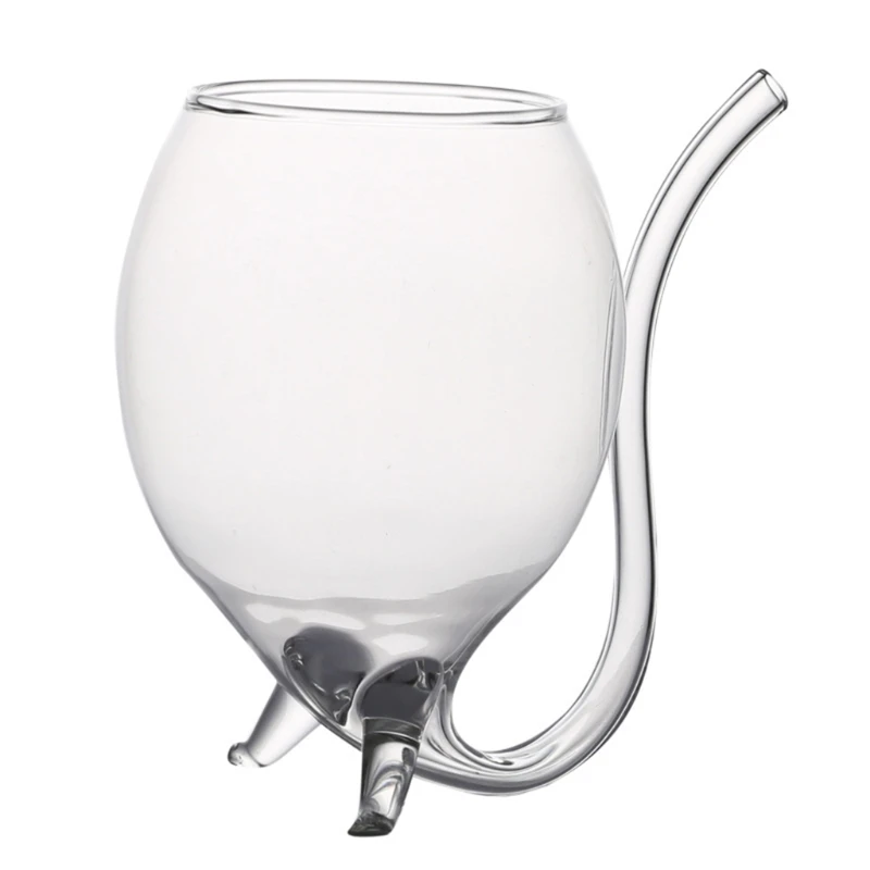 

Wine Cup Wine Whiskey Glass Heat Resistant Glass Sucking Juice Milk Tea Cup With Drinking Tube Straw