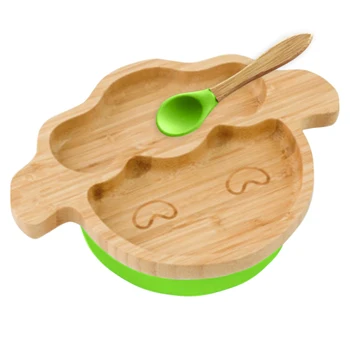 

Bamboo Silicone Suction Cup Baby Plate Feeding Children Tableware Dish Set