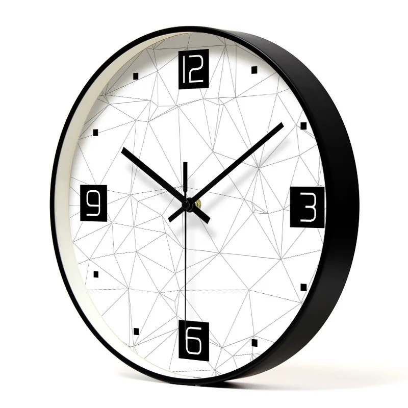 

[EOPU 1032 "Black And White with Pattern-Style Metal Wall Clock Living Room/Bedroom/Restaurant-Ring for a Generation of Fat