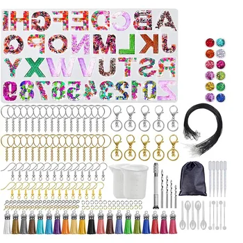 

DIY Letter Resin Molds and Tools Kit, with Resin Supplies, for Keychain Earring Necklace Pendant Jewellery Craft Making