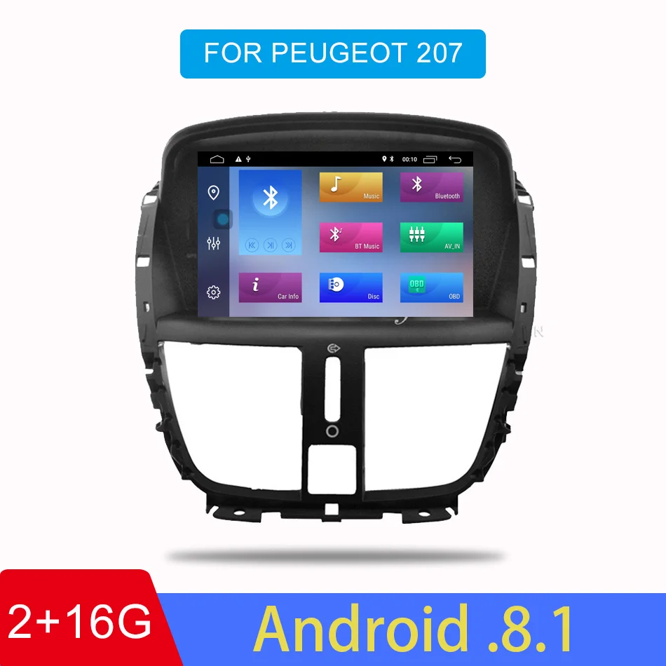 " Android 9,0 Автомобильный DVD стерео для peugeot 207 2007- авто радио gps Навигация Аудио Видео DAB+ WiFi 1 Гб ram - Цвет: RAM2GB ROM16GB
