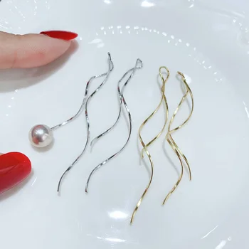 

RUNZHUQIYUAN DIY pearl accessories S925 silver pearl jade ear hook earrings with 7-10mm round elliptic beads