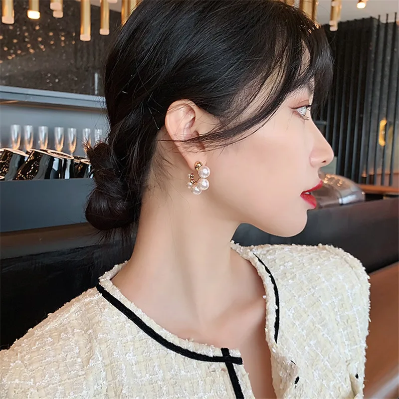 Elegant Celebrity Metal Korean Pearl Earrings For Woman Fashion Jewelry 2021 New Luxury Wedding Party Girl's Unusual Earrings - Image 6