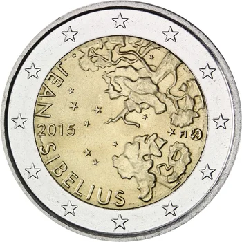

Finland 2015 Great Musician Sibelius 150th Birthday 2 Euros Real Original Coins True Euro Collection Commemorative Coin Unc