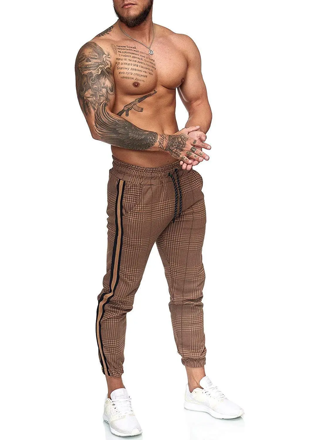 

NEW 7Kinds of Color Casual Plaid Ankle-Length Pants Men Trousers Hip Hop Jogger Pants Men Sweatpants Streetwear Men