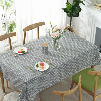 

Thickened Soft Cotton Tablecloth Simple Geometric Lattice Pattern Cover Dust Cloth Coffee Dinner Table Cloth for Christmas