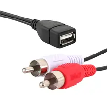 1.5m USB A Female Socket to 2 RCA Male Plug Audio Video Extension Cable Cord
