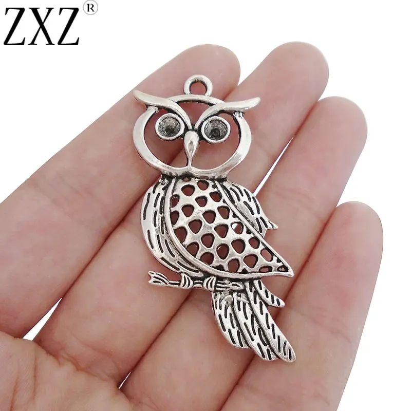 ZXZ 10pcs Bird Owl Charms Pendants for Necklace Jewelry Making Findings 53x34mm | Украшения и аксессуары