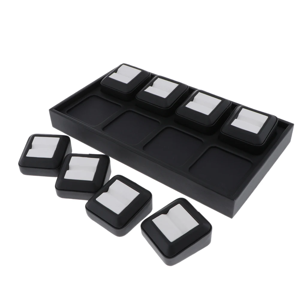 

Gemstone Display Box Gift Stone Ring Storage Case Organizer with Tray Jewelry Packaging