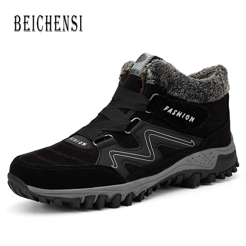 

2019 Men Boots Winter Fur Warm Ankle Snow Boots High Quality Men Winter Rubber Work Boots Men Sneakers women boots