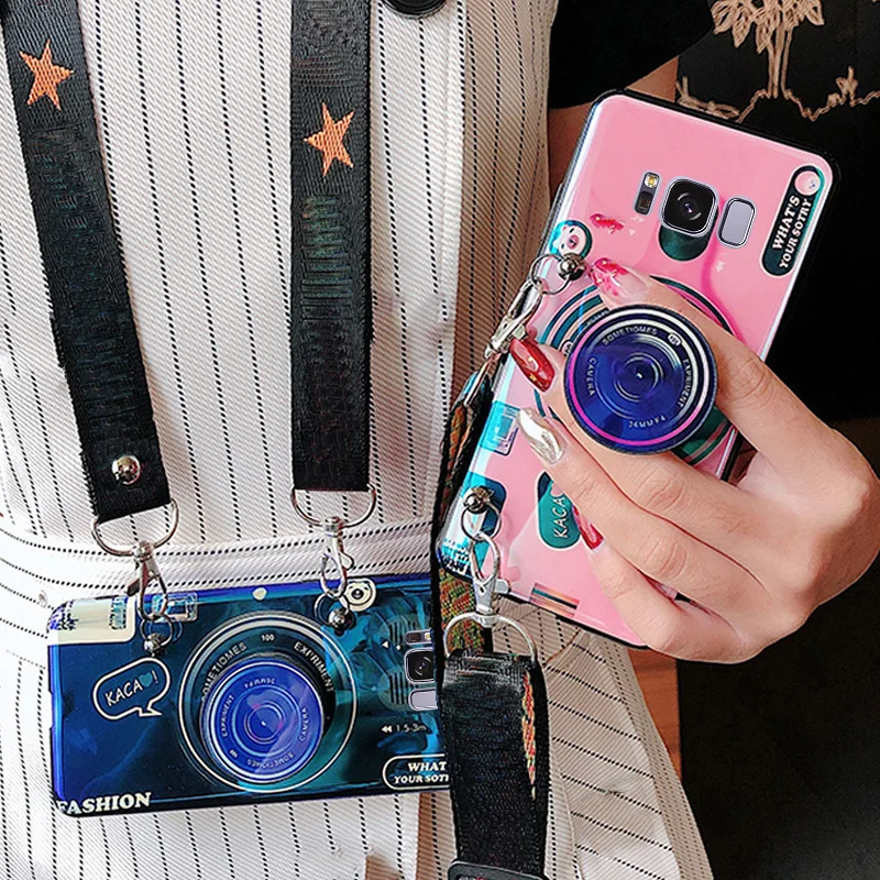 Blu-ray camera Pattern Phone Case For huawei honor v20 10 20 i Y5 psmart 2019 plus nova 5 5i pro case with Lanyard and Bracket |