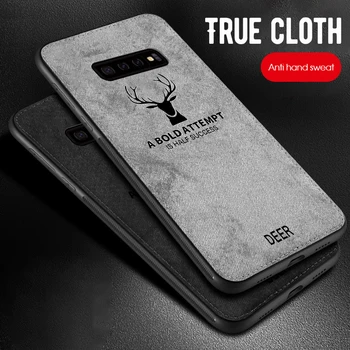 

10pcs/lot Deer Head Phone Case For Samsung Galaxy A6 Plus A7 A750 A8 A830 A9 2018 A9S Pro Cloth Grain Back Cover Fundas
