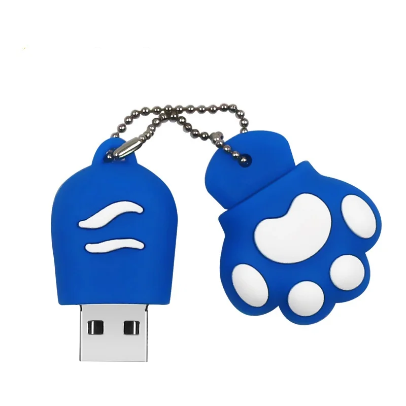 Синий Милый USB флеш-накопитель с когтями из мультфильмов, 4 ГБ, 8 ГБ, USB 2,0, 16 ГБ, флеш-накопитель, 32 ГБ, USB флеш-накопитель, 64 ГБ, 128 ГБ, с брелоком - Цвет: Синий