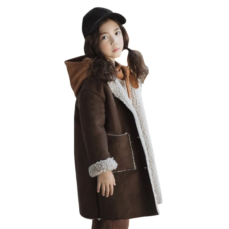 

Girls Coat 2019 Autumn and Winter New Casual Deer Suede Coat In The Big Boy Thick Lambskin Coat