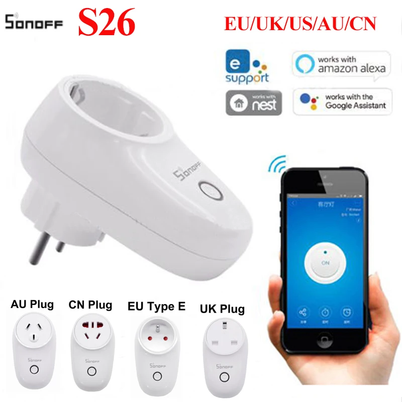  Sonoff S26 WiFi Smart Socket US/UK/EU Plug Wireless Power Timer Sockets Smart Home Switch Work With - 4000314701831