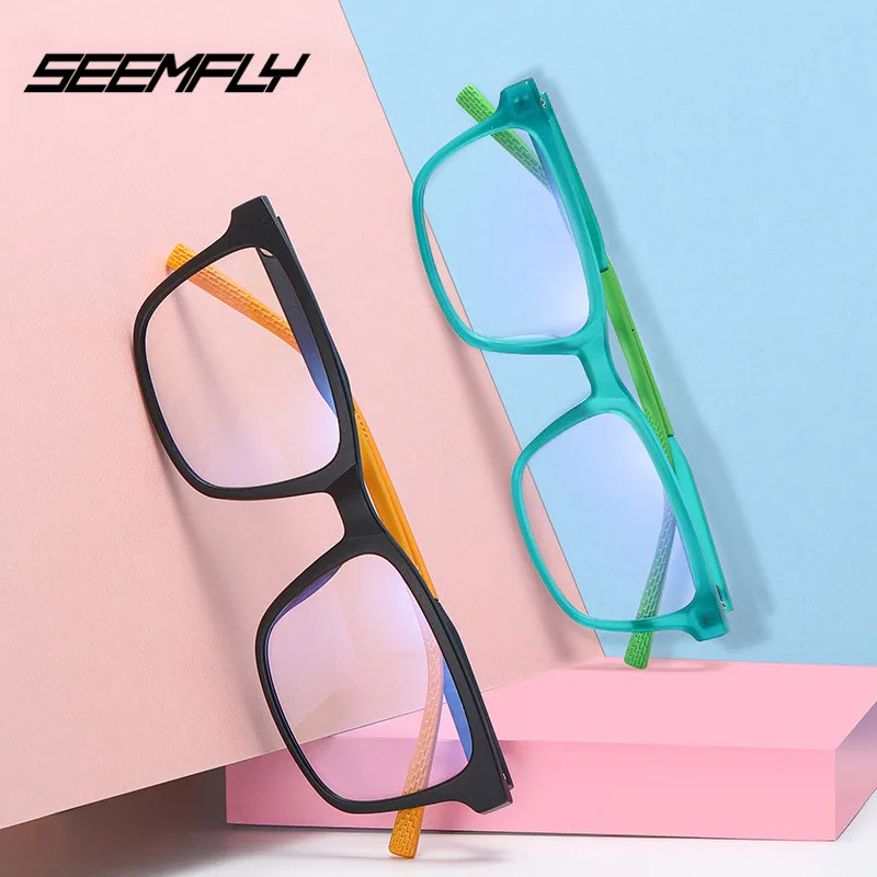 SEEMFLY новые детские анти-синие очки модная оправа очки компьютерная плоская зеркальная цветная коробка компьютерные игровые очки