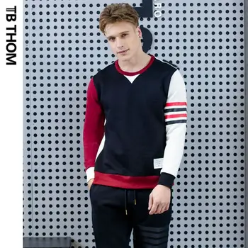 

TB THOM 2020 men's cotrast color o-neck long sleeve fashion cotton slim fit pullover sweatshirts men youth