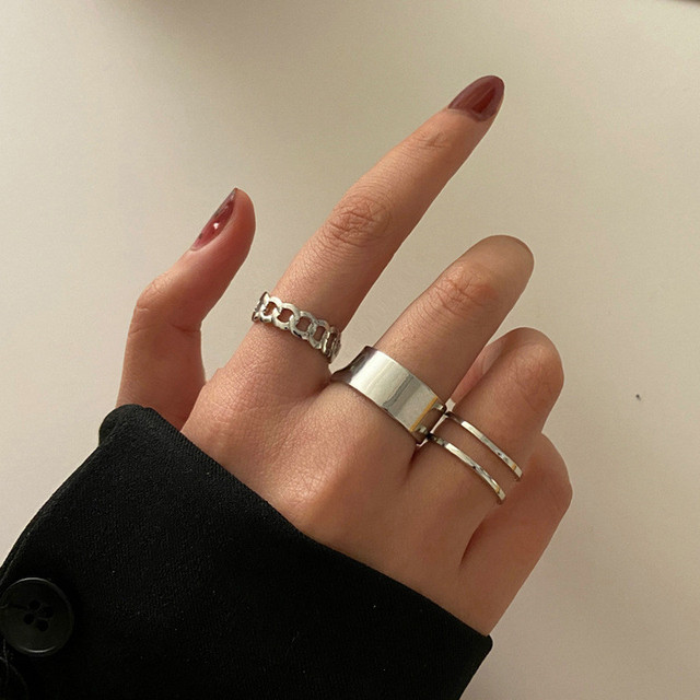 Fashion Jewelry Rings Set Hot Selling Metal Alloy Hollow Round Women Finger Ring For Girl Lady Party Wedding Gifts