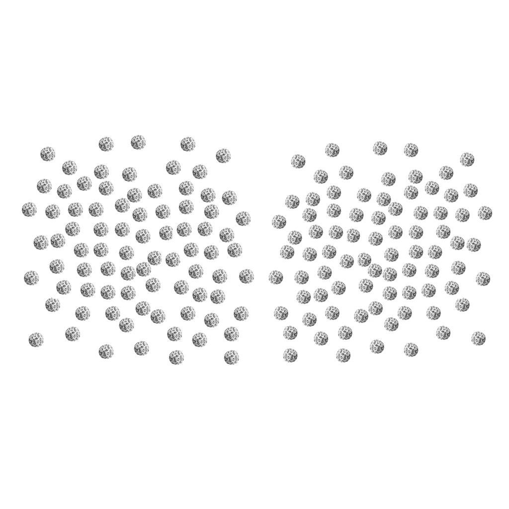 200 Pieces 6mm 8mm Disco Ball Polymer Clay Beads Round Spacer Loose Charms for DIY Jewelry Making Findings Accessories, silver color