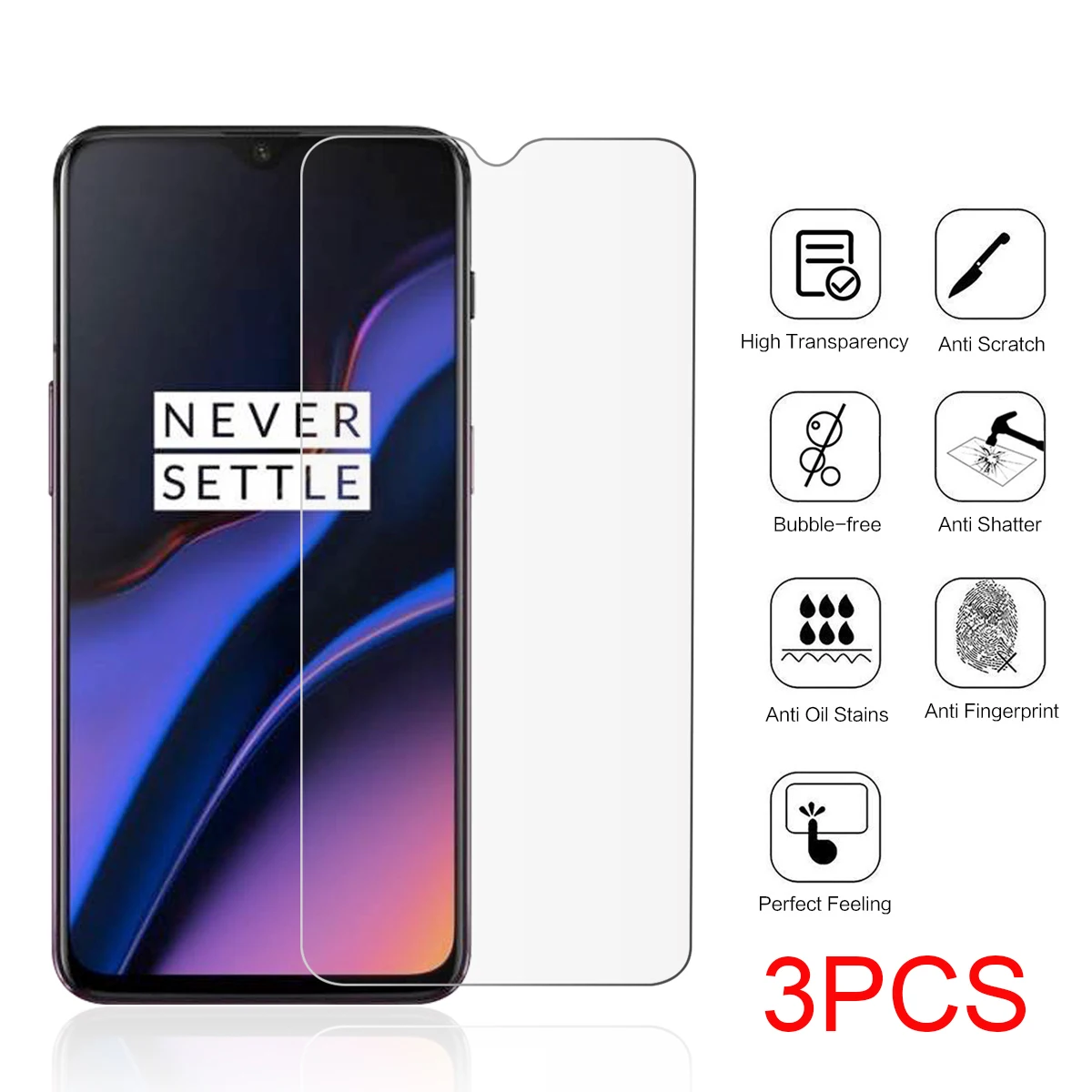 3 шт прозрачное закаленное стекло для Oneplus 7 7T Защитные пленки 6 6T 5T 3t защитная
