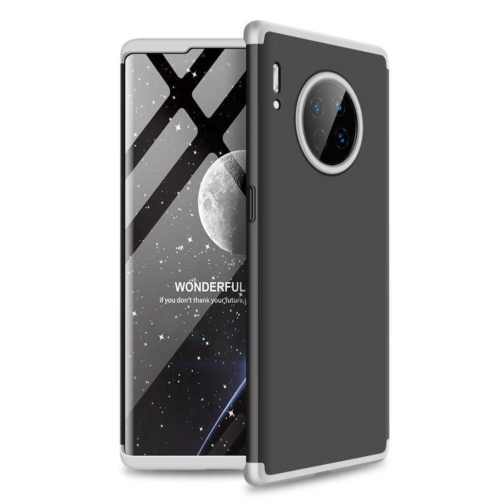 Чехол на 360 градусов для huawei mate 30 Pro, чехол 3 в 1, Жесткий Защитный матовый чехол из поликарбоната для huawei mate 30Pro 5G, чехол на заднюю панель телефона 6,53" - Цвет: Silvery and Black