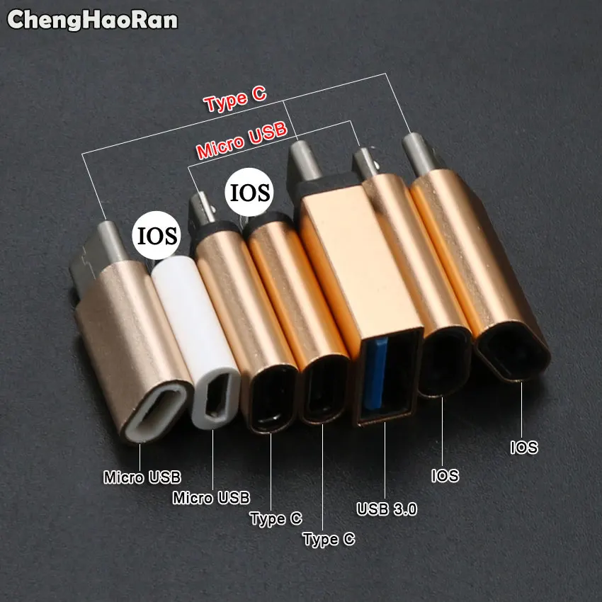 ChengHaoRan 8Pin IOS к Micro USB адаптер конвертер для iPhone 5 5S 6 6s плюс Android зарядное устройство разъем типа C к Micro USB/IOS