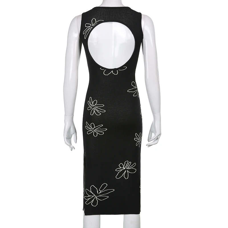 Floral Knitted Elegant Maxi Long Dress 