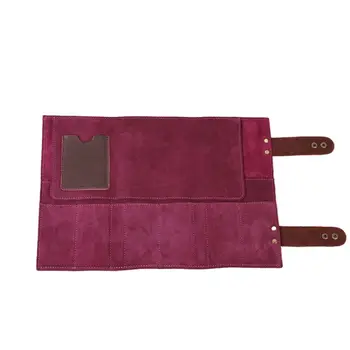 

Leather Roll Up Storage Bag Professional Scissors Kit Combs Pack Large Capacity for Salon Barber Hair Stylist