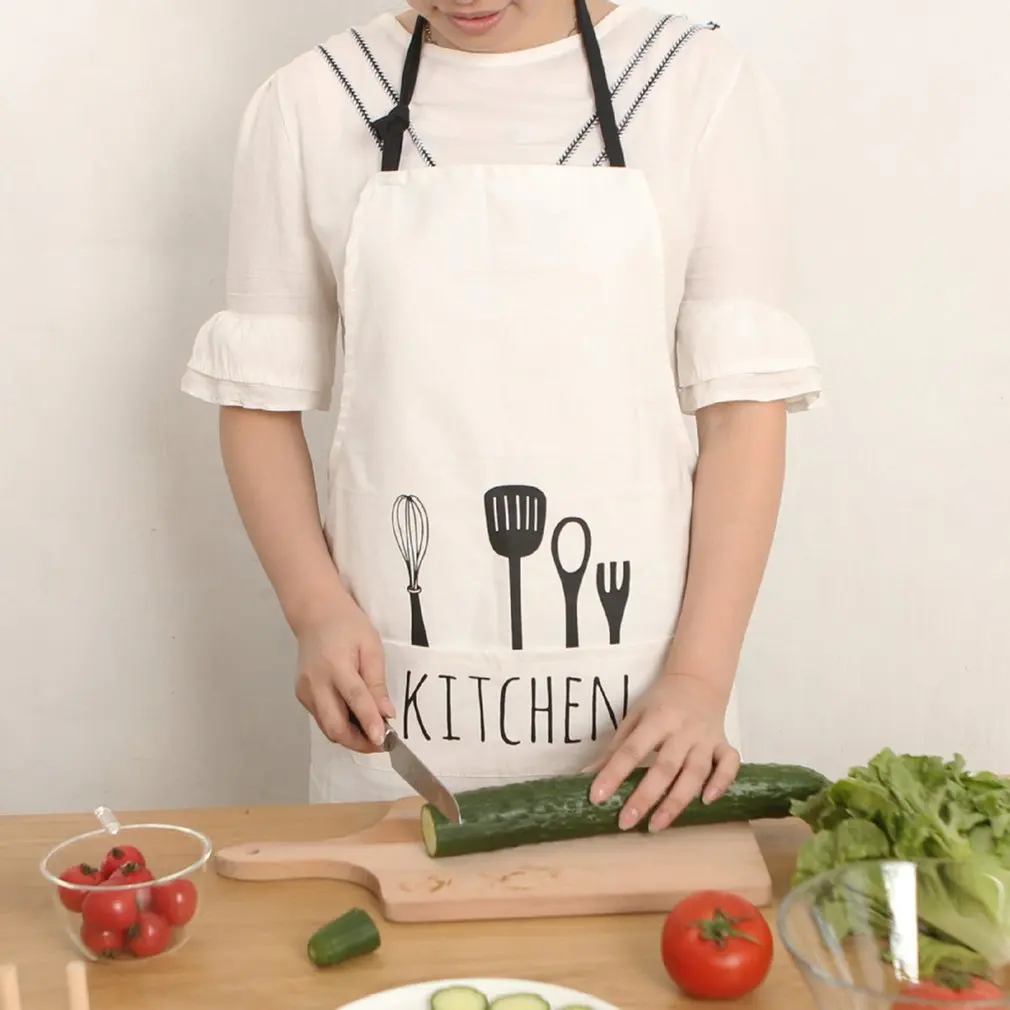 Comfortable Full Cotton Grill Apron Women Men Commercial Restaurant Barbecue Home Dining Room Cooking Halterneck Aprons