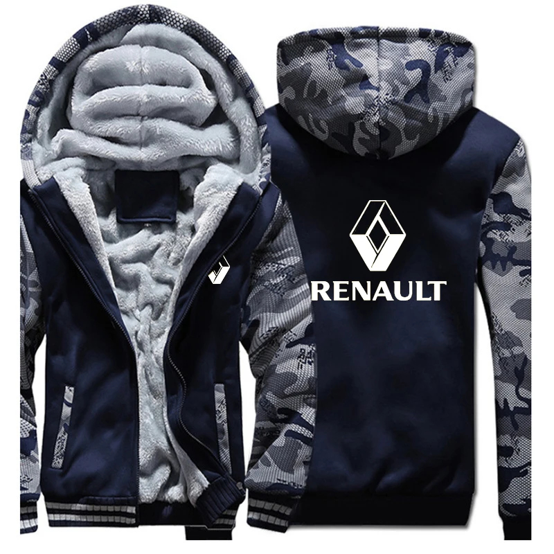 Зимние мужские брендовые толстовки на молнии с логотипом Renault, повседневные утепленные куртки унисекс с модным принтом в стиле Харадзюку