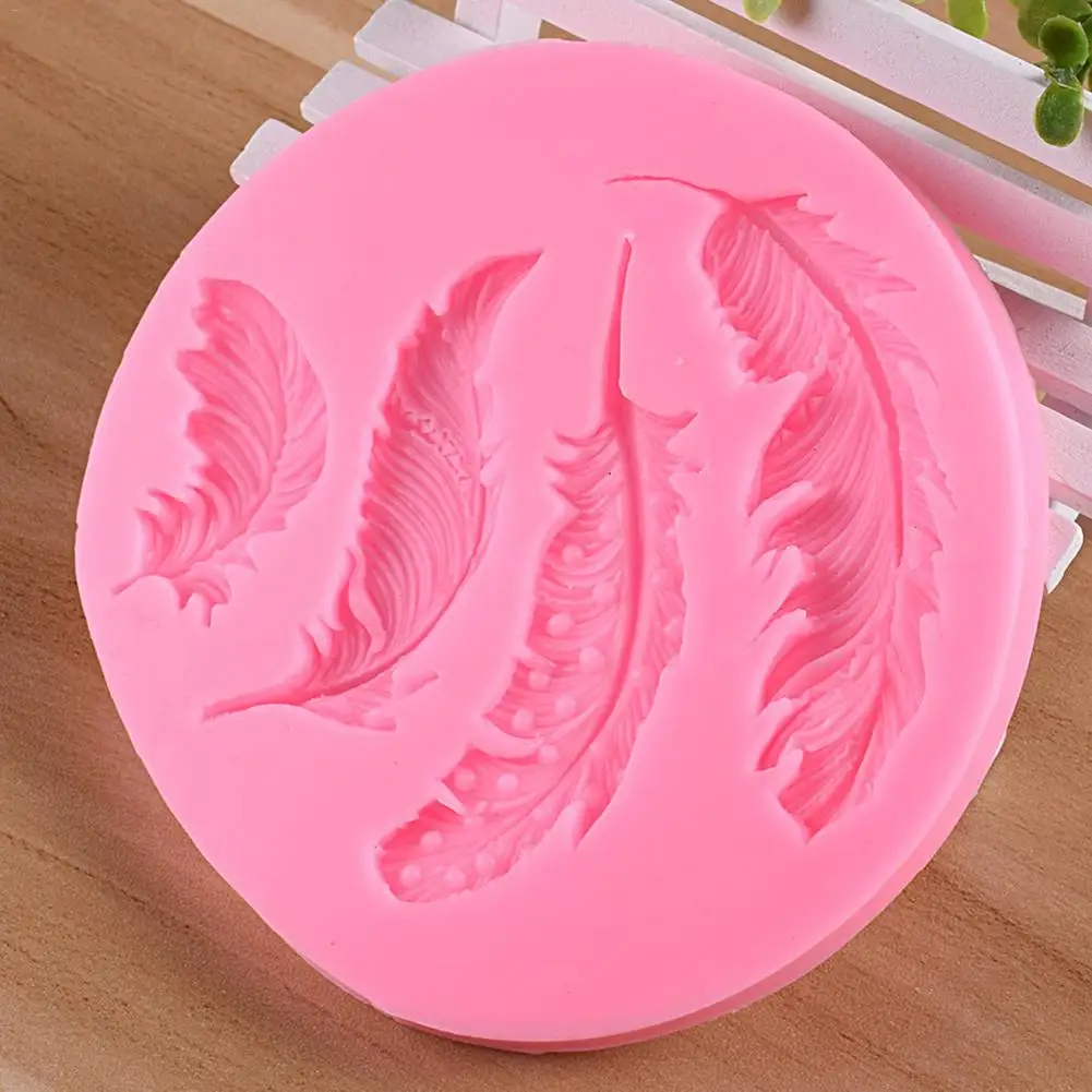 Pink Силиконовая форма, форма пера, сахарная помадка, форма для украшения торта, инструменты, форма для шоколадной мастики, глиняные формы, Кондитерские конфеты, инструмент для выпечки - Цвет: Pink
