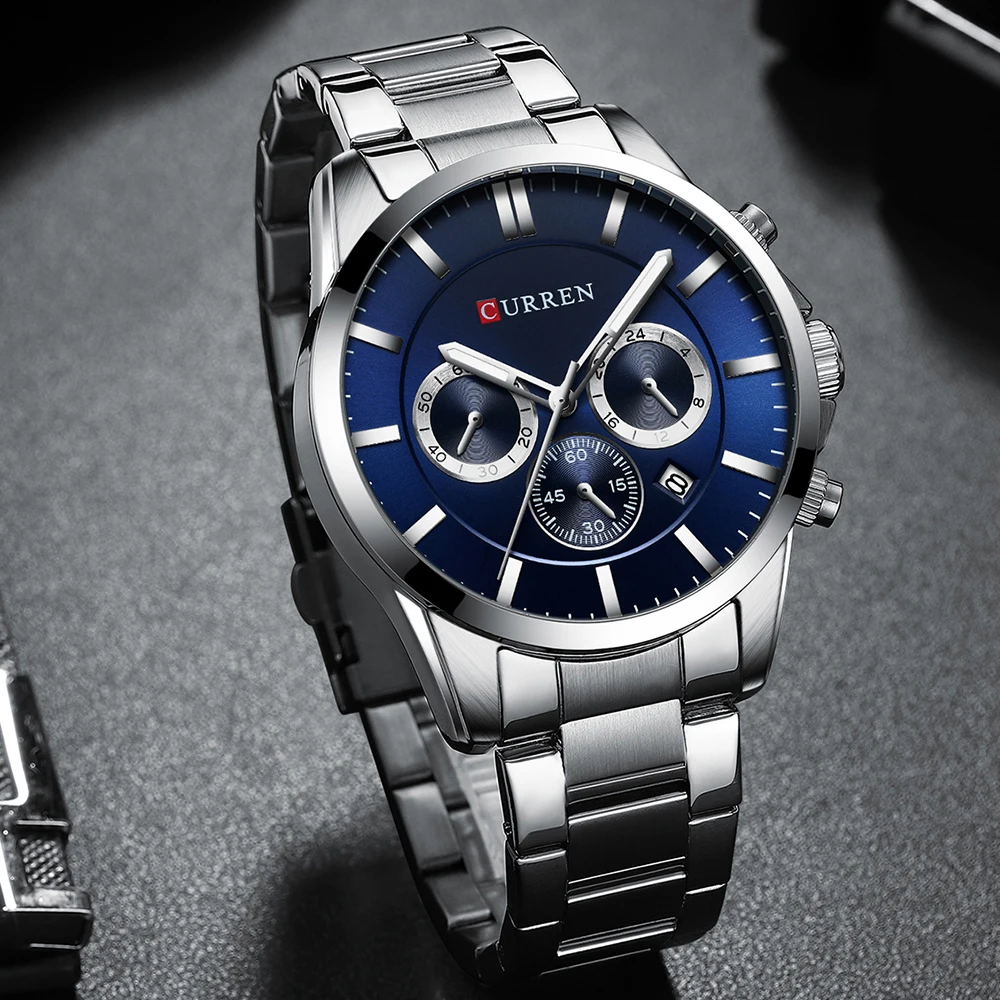 Curren лучший бренд класса люкс новые модные мужские s наручные часы Curren хронограф наручные часы Мужские кварцевые часы из нержавеющей стали