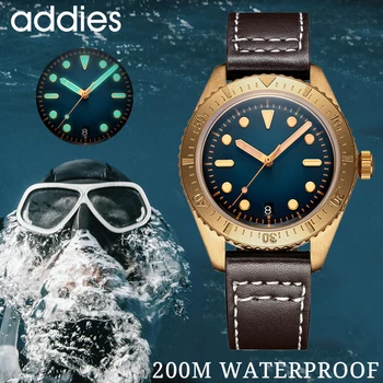 

Addies Mechanical Bronze Men Watches 200 Meters Diving Japan NH35 Movement C3 Luminous Sapphire Automatic Bronze Watch