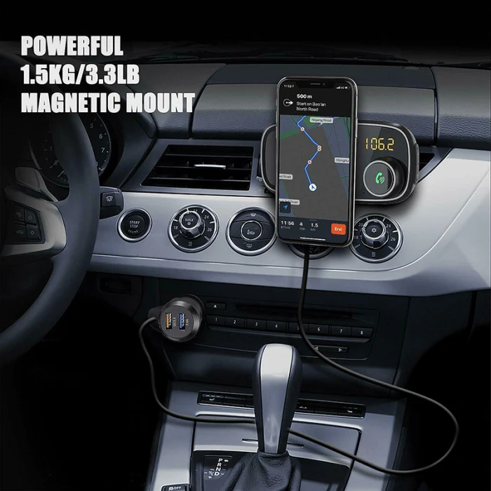 Автомобильный Bluetooth fm-передатчик с магнитным держателем телефона QC 3,0 зарядка MP3 музыкальный плеер GK99