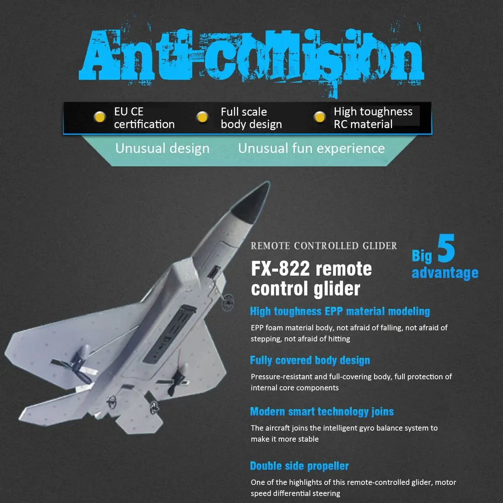 Горячая FX-822 F22 2,4 ГГц размах крыльев EPP RC самолет Battleplane RTF пульт дистанционного управления RC Квадрокоптер модель самолета