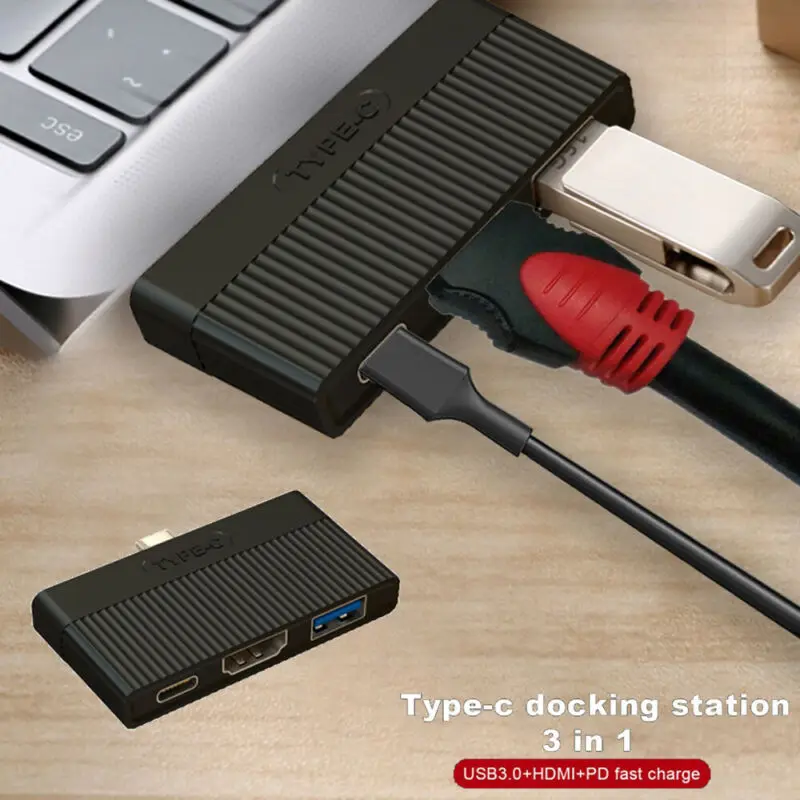 Type C USB 3,1-USB-C 4K HDMI USB 3,0 кабель-адаптер 3 в 1 концентратор для Macbook Pro