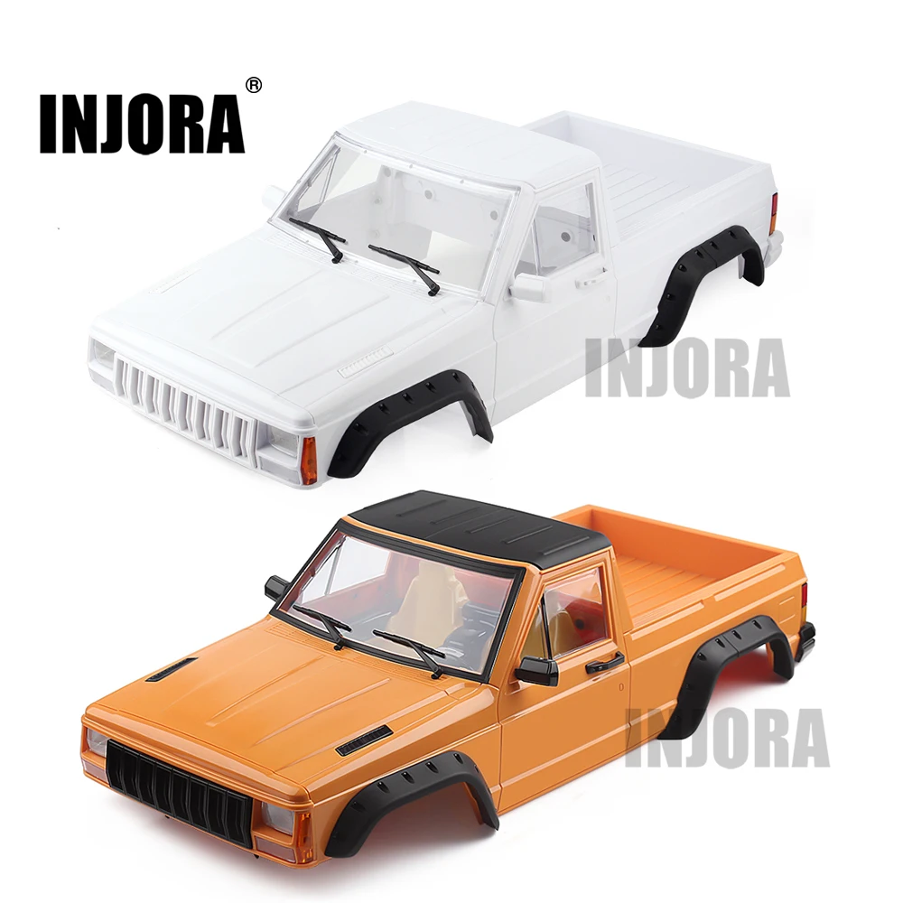 INJORA Yellow \ White 313mm Wheelbase Pickup Truck Body Shell Kit for 1/10 RC Crawler Car Axial SCX10 & SCX10 II 90046