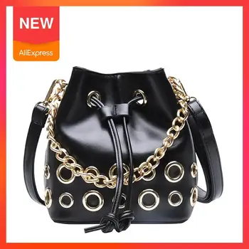 

Bucket Bag Women PU Leather White Purse Mini Bag For Women 2020 Chains Hand Bag Designer Fashion Shoulder Tote