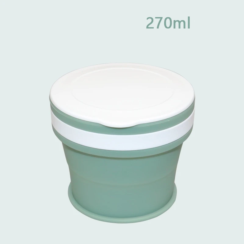 270ml Green 170/270/350 мл хранение, силикон портативная силиконовая телескопическая Питьевая Складная кофейная чашка Складная силиканая чашка с крышками путешествия - Цвет: 270ml Green