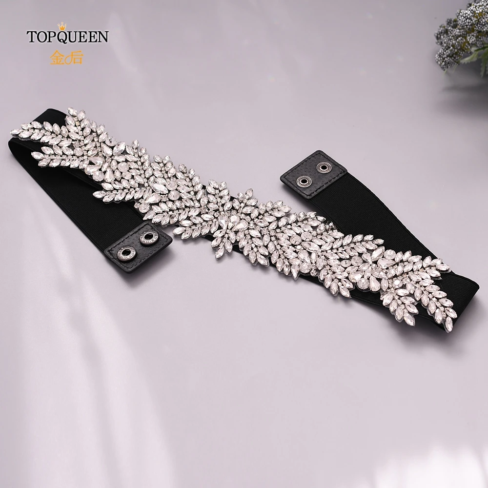 TOPQUEEN S420 эластичный пояс, стразы, пояс для невесты, платье со стразами, пояс с поясом размера плюс, нарядные ремни для женщин, пояс с лентой