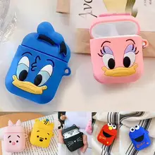 Чехол для airpods 1/2 с милой уткой и милым котом из мультфильма для air pods 2, силиконовый чехол, Bluetooth, беспроводной чехол для наушников