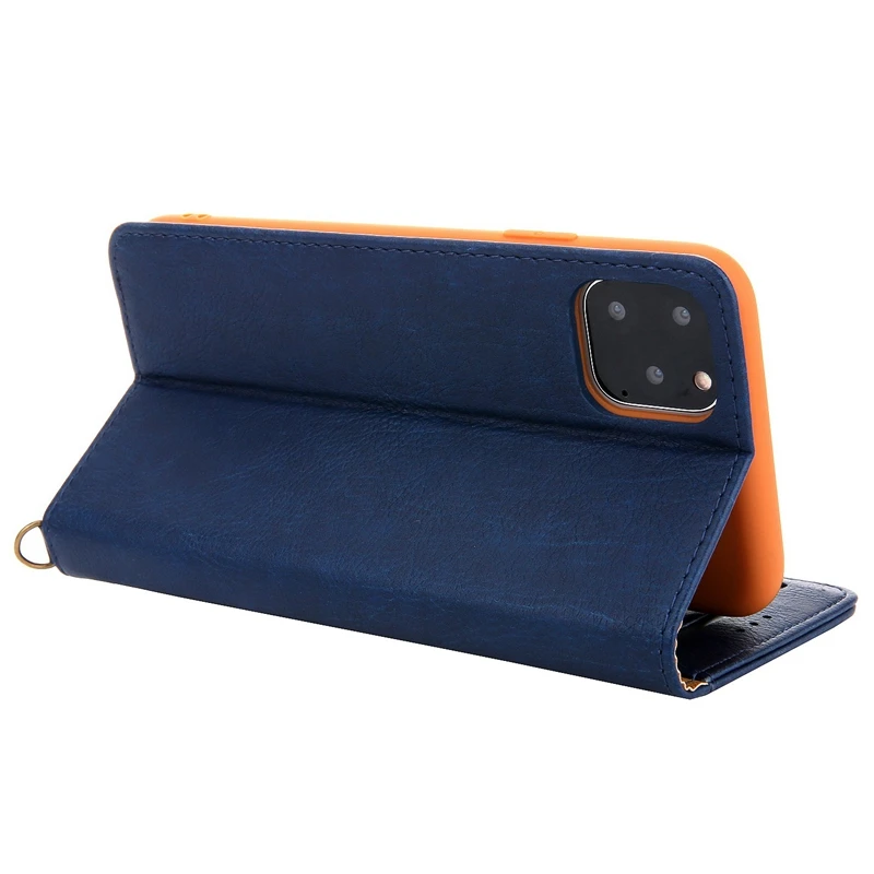 Для iPhone PU кожаный чехол-кошелек с отделением для кредитных карт чехол для поддержки-синий