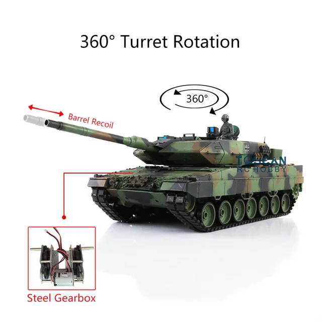 Heng Long 1/16 TK7.0 Plastic Leopard2A6 RC Tank 3889 W/ Steel Gearbox Barrel Recoil TH17623 3