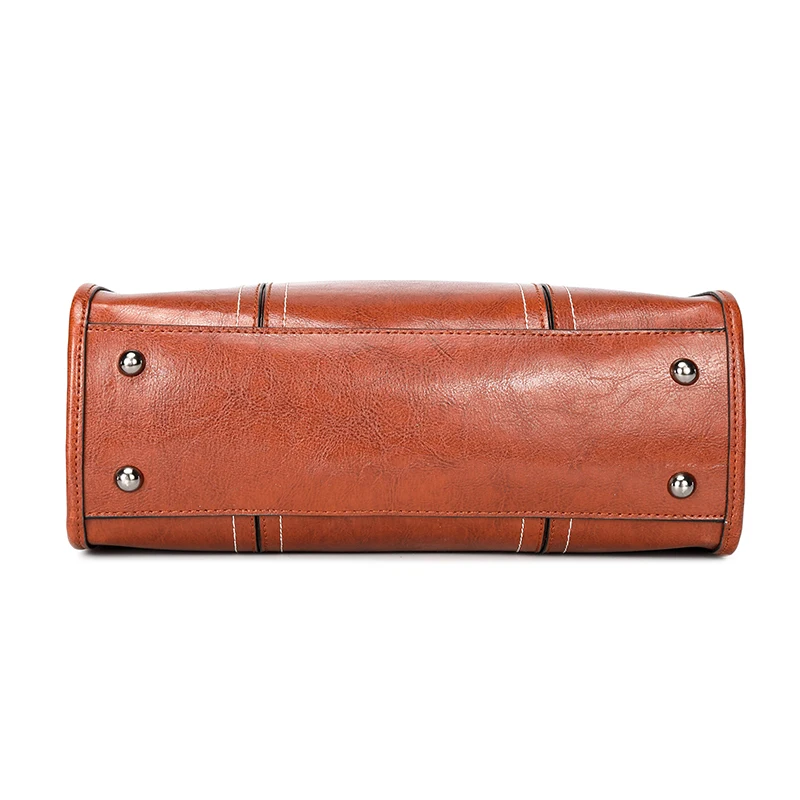Casual Women Handbags 2020 New Retro Large Capacity Textured Ladies Oil Wax Leather Tote Bag Brown Diagonal Shoulder Bag Woman