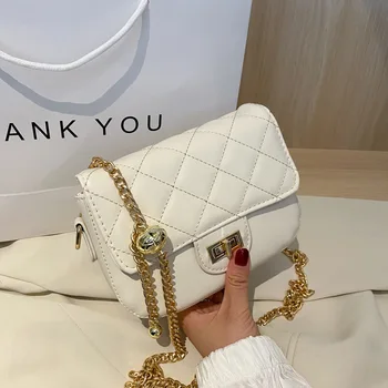 

Bag 2020 New Style chao wang Red Versatile INS France Textured Popular Rhombus Chain Graceful Shoulder Bag Women