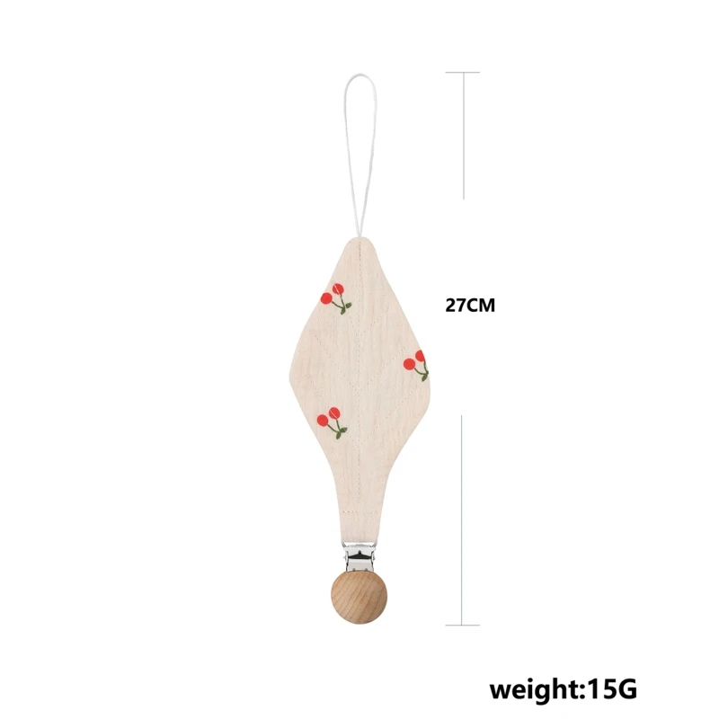 1pc Cotton Baby Pacifier Clip Chain Beech Wood Pacifier Clip Solid Color Soother Holder Infant Teething Chain