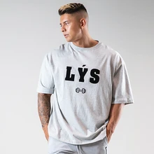 

Gym Oversize Summer LYS Print Sport T Shirt Men Short Sleeve Casual Man Workout Training Tops Tees Running Shirt Brand Clothing