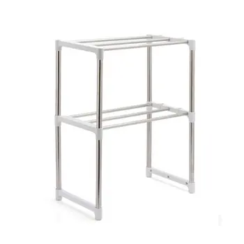 

Stainless Steel Double Layer Retractable Sink Microwave Oven Organizador Household Kitchen Telescopic Storage Pot Rack Drop Ship