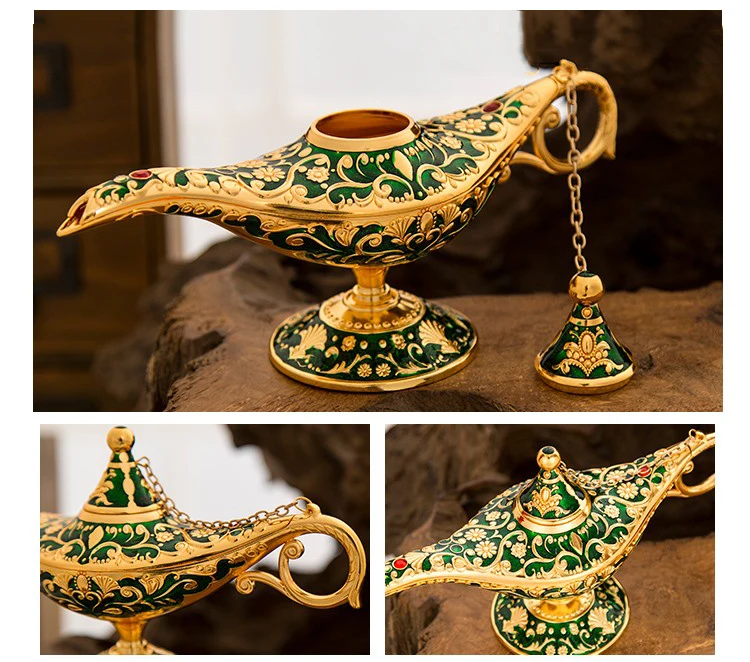 Aqumotic лампа хорошего алада Дин чайник около 22 см Большой арабский желая части Ретро Aladin стиль украшения дома стиль ремесло Ornamen