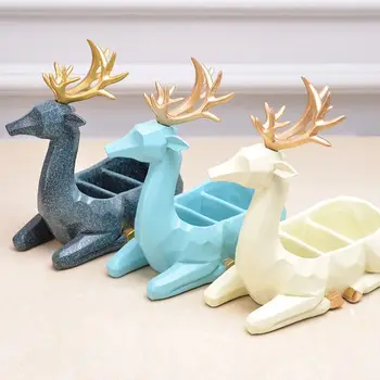 

Resin Home Control Storage Entrance Table Decoration Ramming Form Craft of Creative Deer Not to Include Other Access TV Remote
